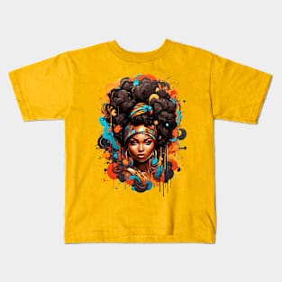 Black Woman Tribal Hip Hop Afro fashionable design Kids T-Shirt